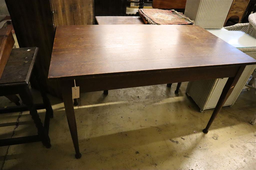 An early 20th century oak side table, width 122cm, depth 68cm, height 74cm